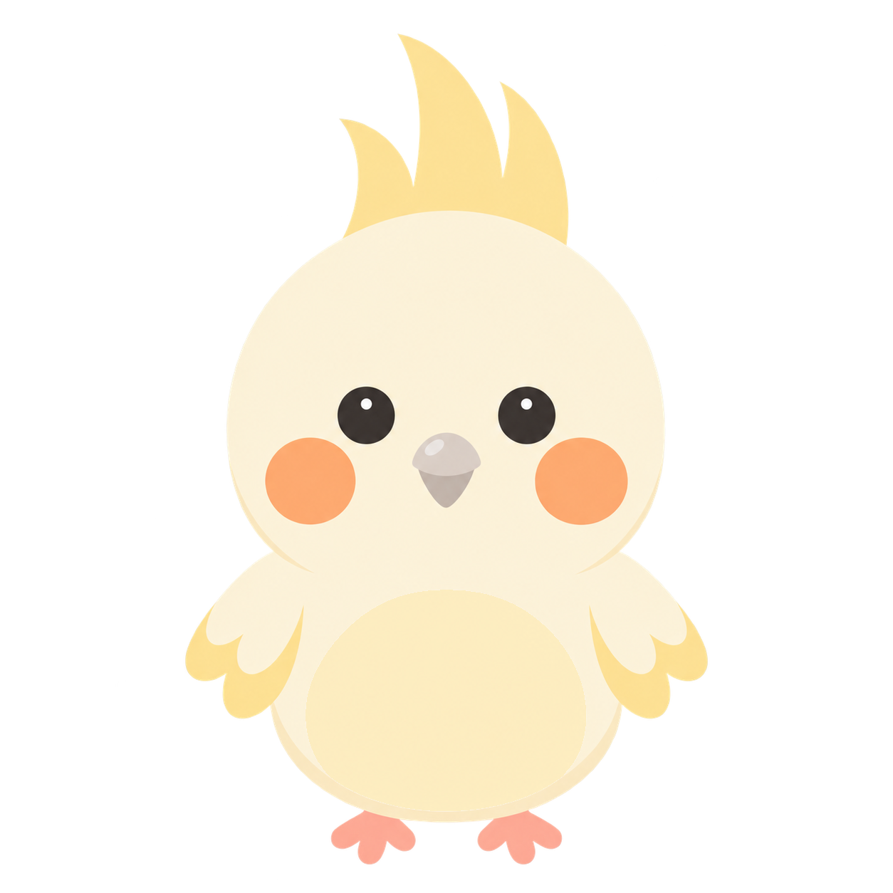 こちらを見つめるオカメインコのキャラクター、ぽけ